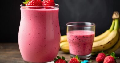 Batido de fresa, banano y sandía