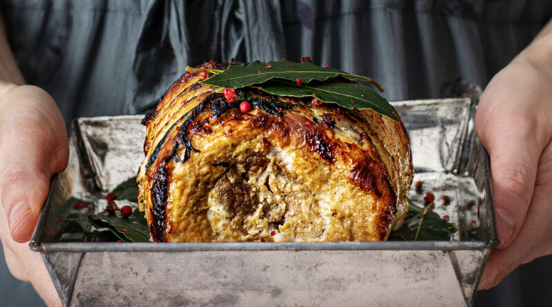 Lomo de cerdo relleno con verduras