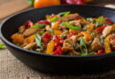 Pollo en salsa de sésamo y calabaza