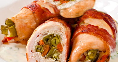 Rollos de pollo con vegetales